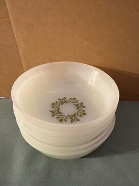 Vintage Anchor Hocking Milk Glass "Meadow Breen" Bowls